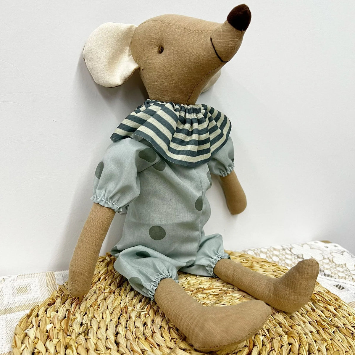 Plush Animal Doll Handcrafted Cotton-Linen Crocheted Outfit