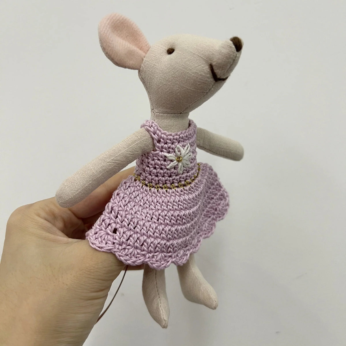 Plush Animal Doll Handcrafted Cotton-Linen Crocheted Outfit
