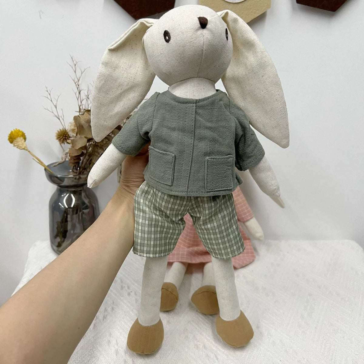 Plush Animal Doll Handcrafted Cotton-Linen Crocheted Outfit