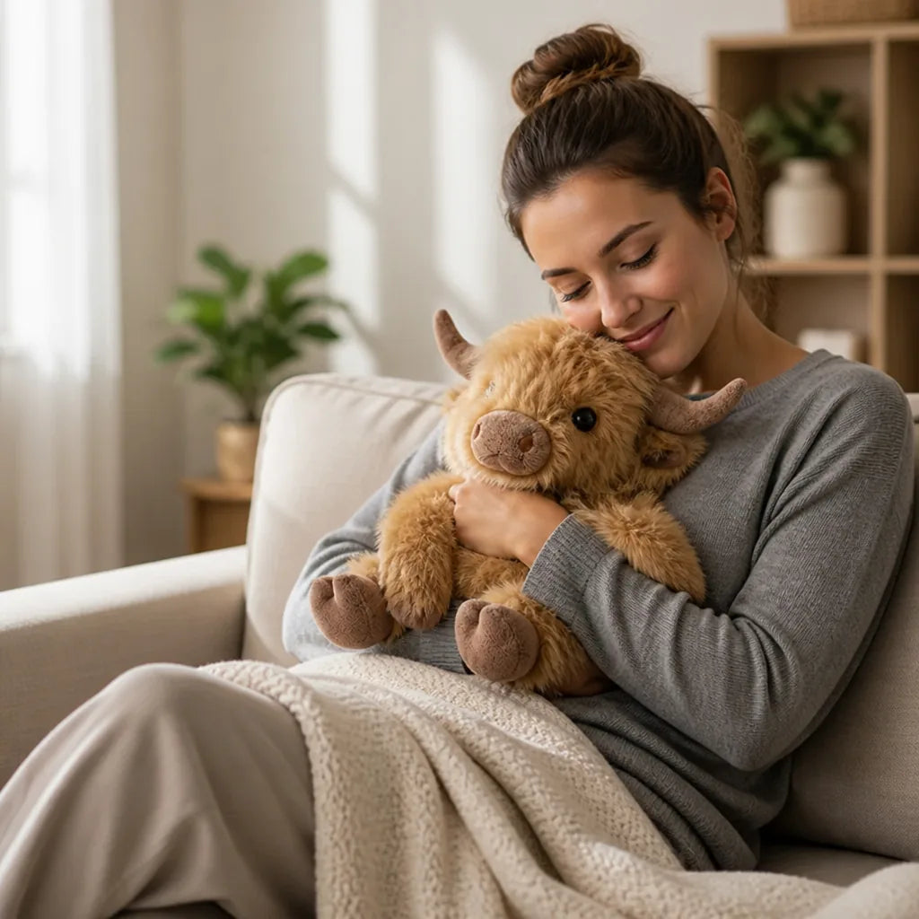 Plush Cuddle Companion Highland Cow Microwavable & Weighted