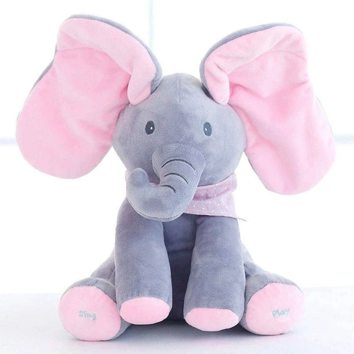 Plush Elephant Peekaboo & Singing Foot Controls