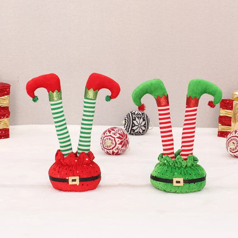 Plush Elf Movable Legs Glitter Accents