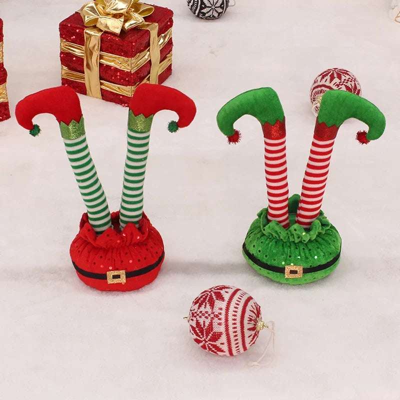 Plush Elf Movable Legs Glitter Accents