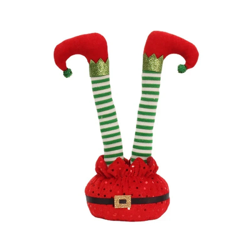 Plush Elf Movable Legs Glitter Accents