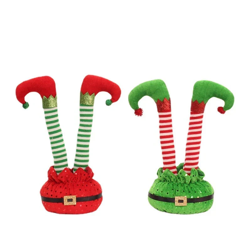 Plush Elf Movable Legs Glitter Accents