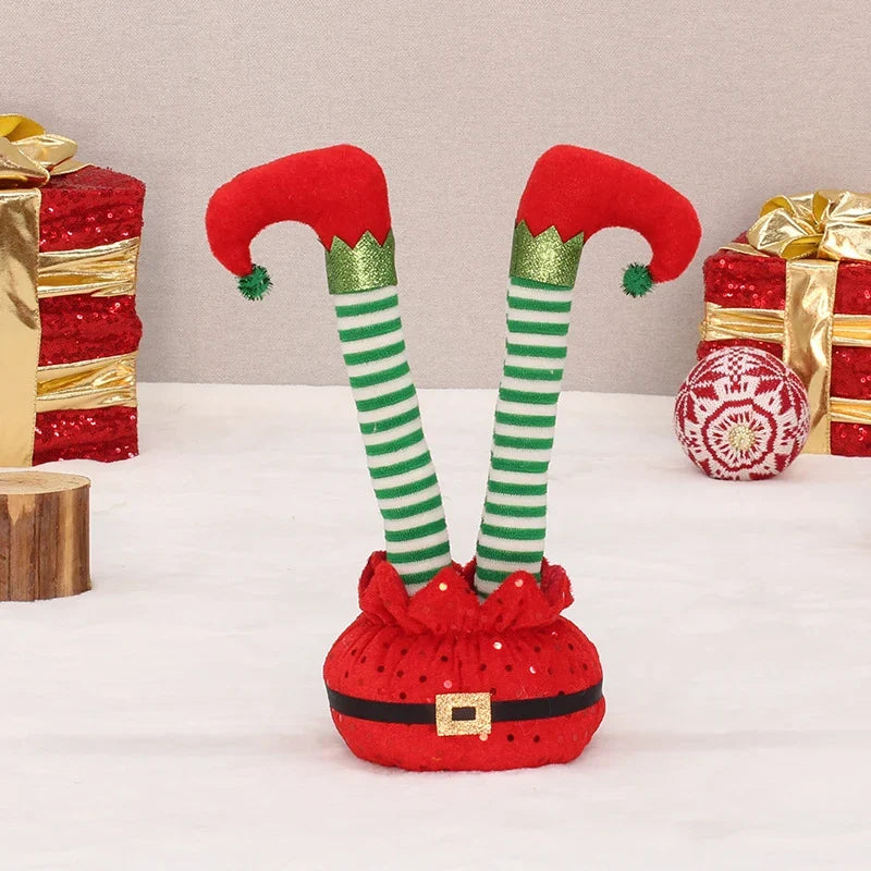 Plush Elf Movable Legs Glitter Accents