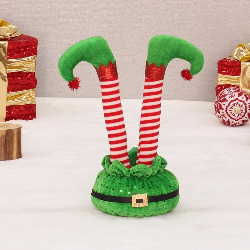 Plush Elf Movable Legs Glitter Accents