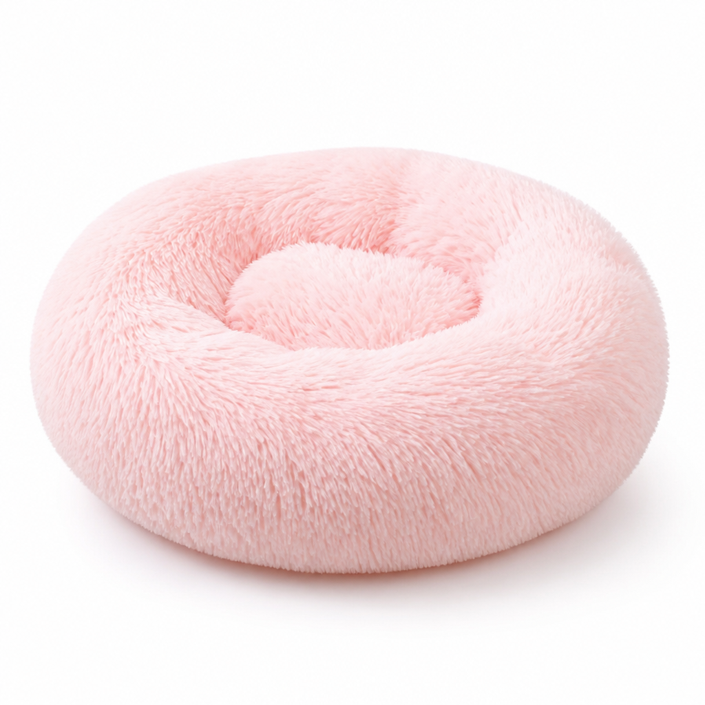 Plush Faux Fur Donut Cat Bed (Machine Washable)