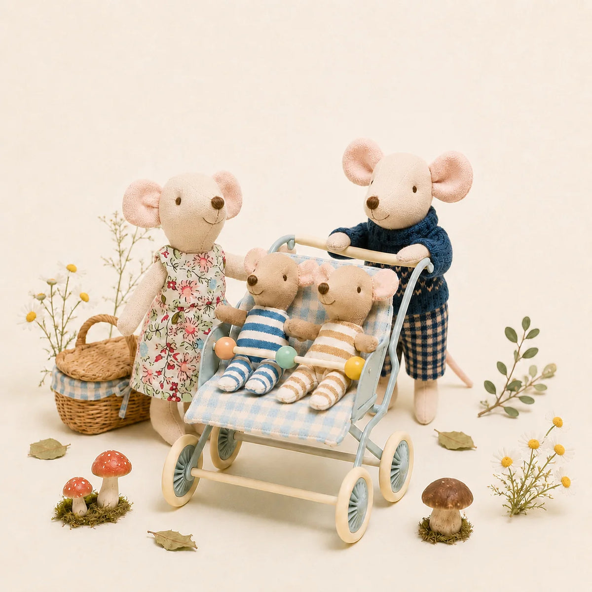 Plush Mouse Toy Organic Cotton Hand-Stitched