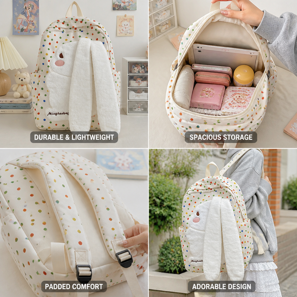 Plush Padded Strap Bunny Backpack (Kids)