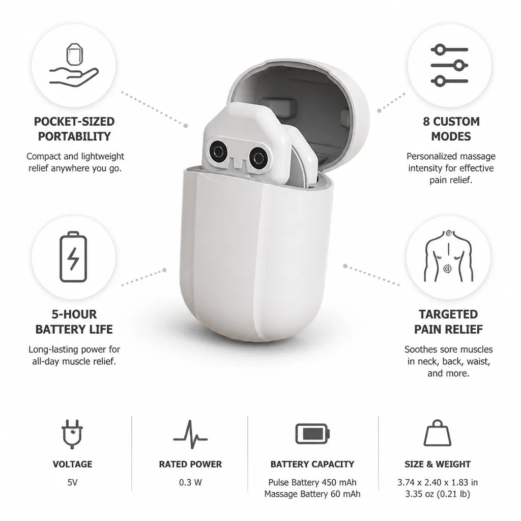 Pocket Massager 8 Modes Rechargeable 5-Hour Battery