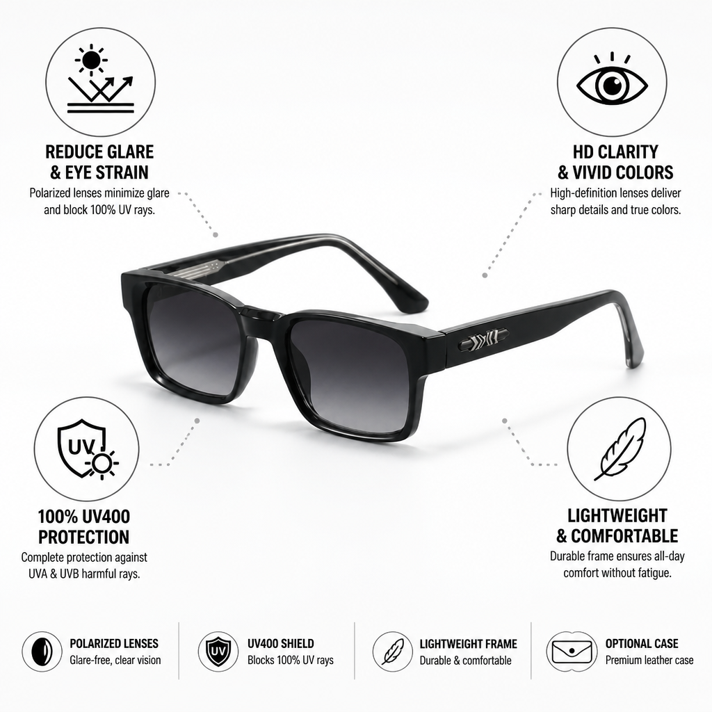 Polarized HD UV400 Sunglasses (Optional Leather Case)