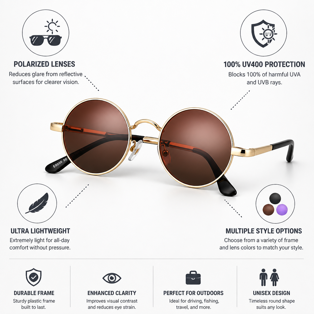Polarized UV400 Round Sunglasses
