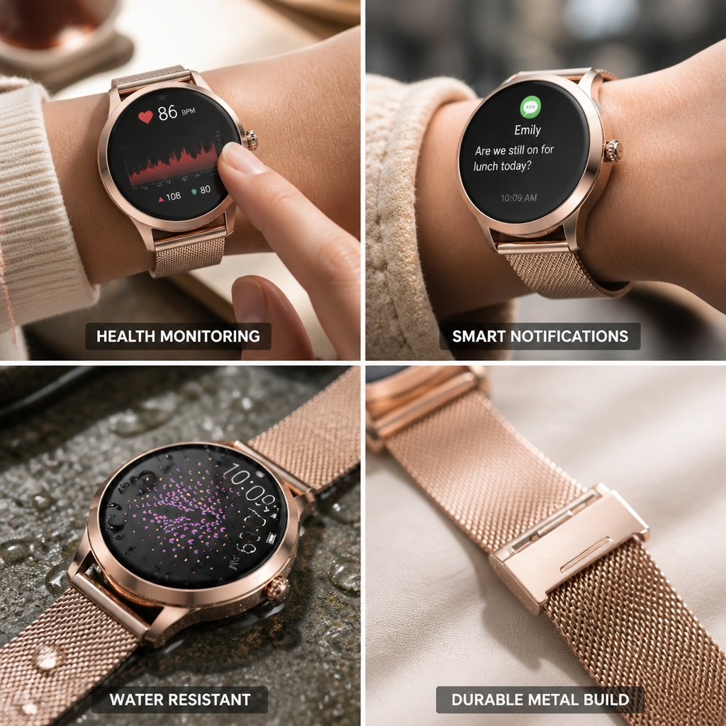 Polished Metal Health-Tracking Smartwatch