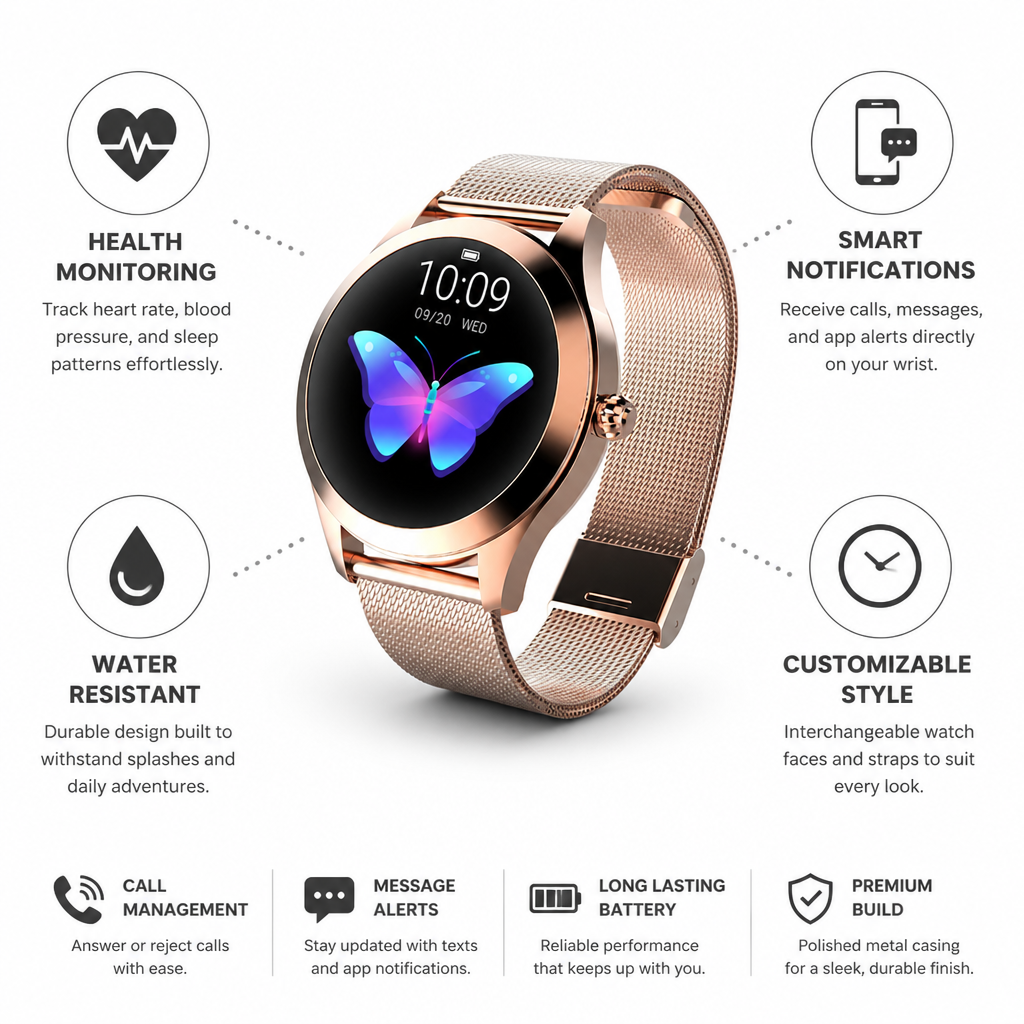 Polished Metal Health-Tracking Smartwatch