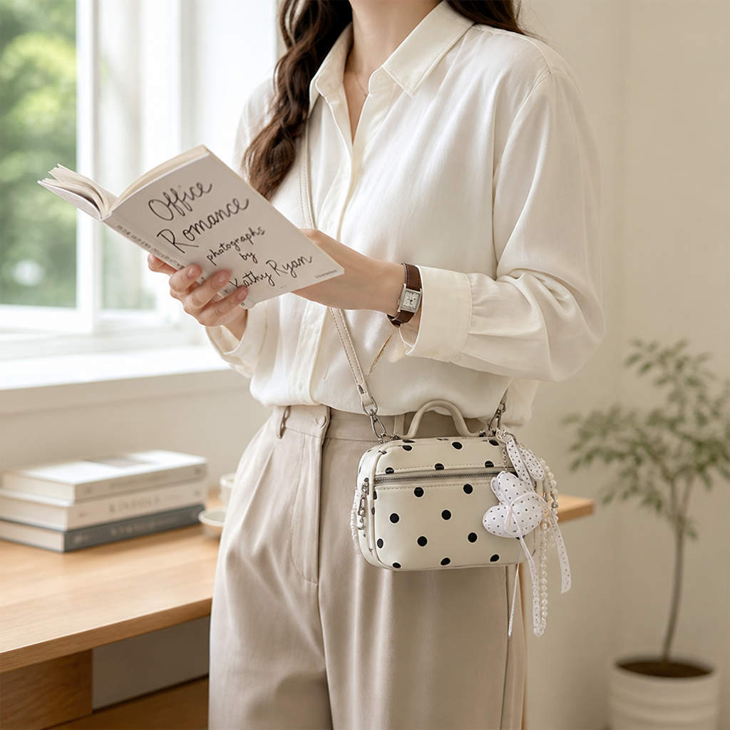 Polka Dot Adjustable Strap Crossbody Bag