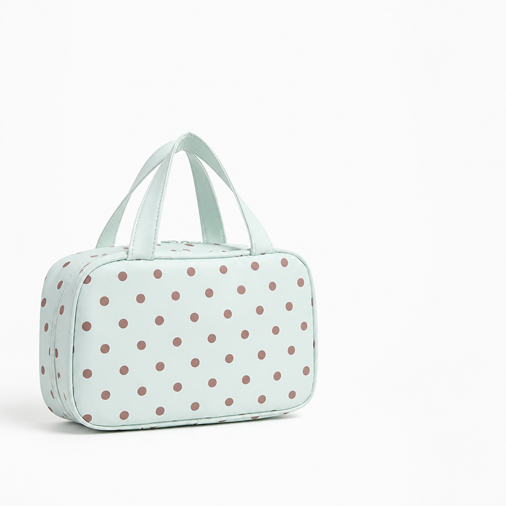 Polka Dot Spacious Easy-Clean Cosmetic Organizer (With Handles)