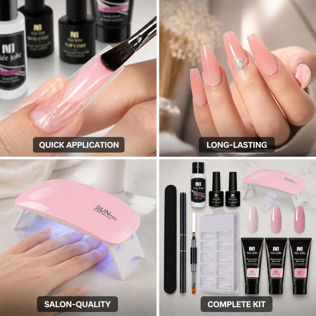 Polygel Nail Kit Salon-Quality UV LED Lamp Complete Tool Set
