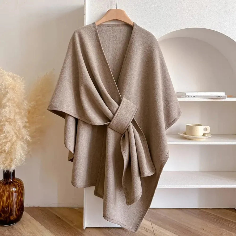 Poncho Wrap Lightweight Polyester Wool Blend Versatile Wear