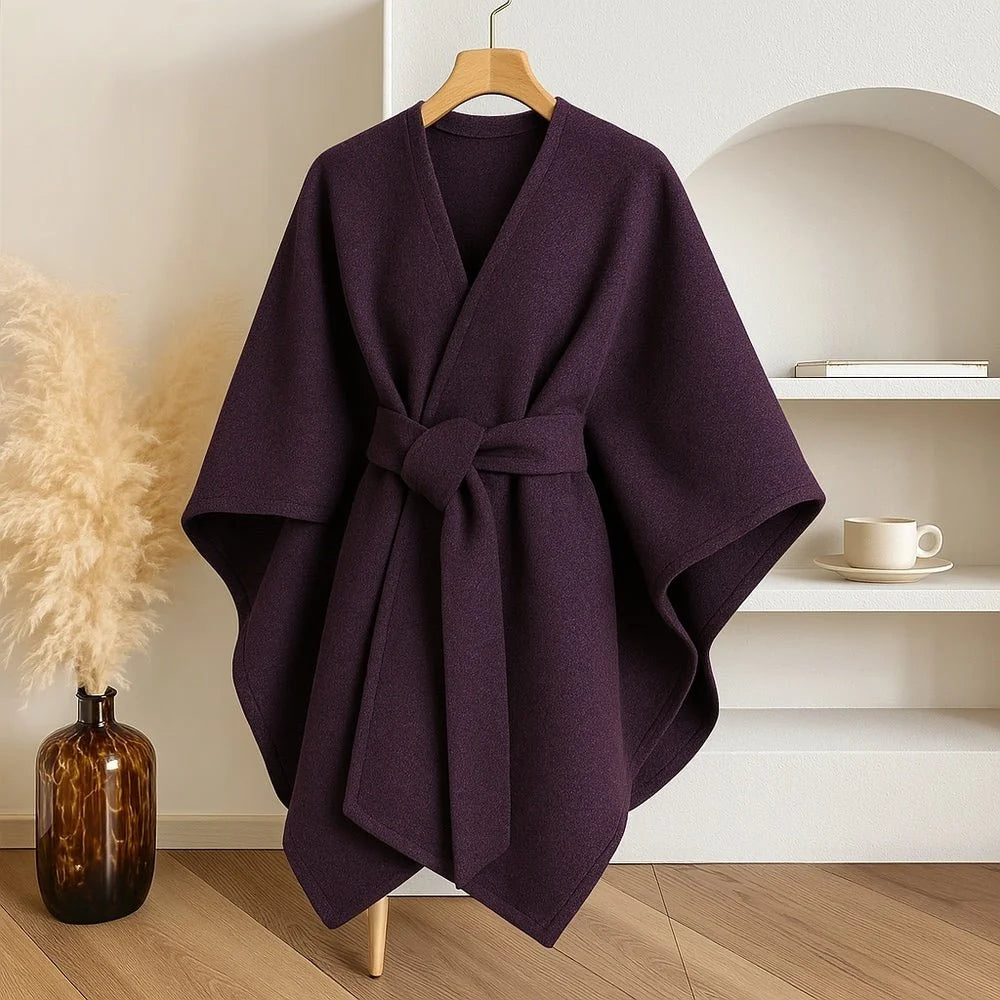 Poncho Wrap Lightweight Polyester Wool Blend Versatile Wear