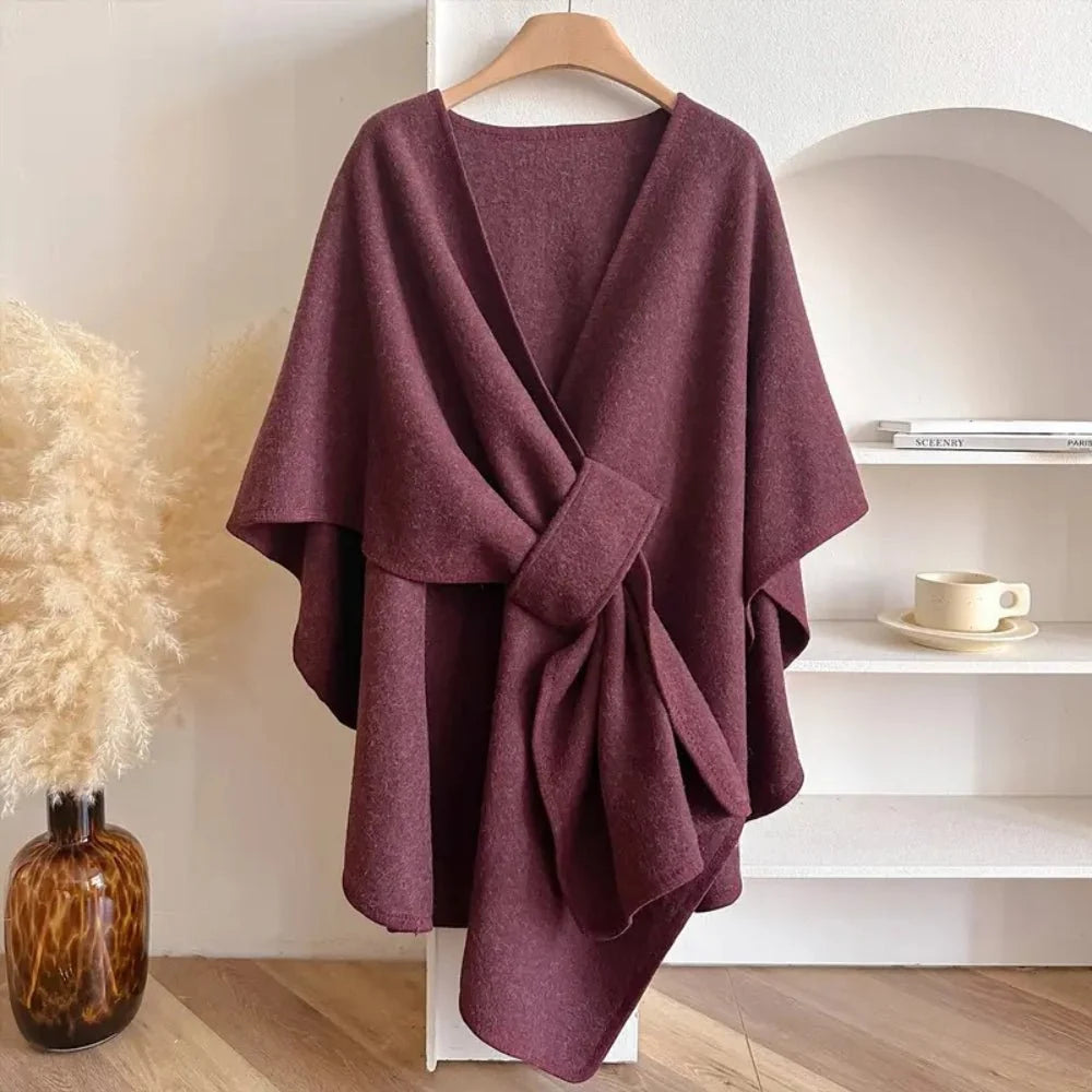 Poncho Wrap Lightweight Polyester Wool Blend Versatile Wear