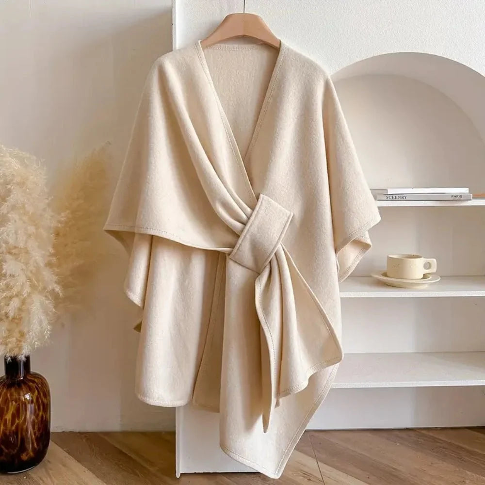 Poncho Wrap Lightweight Polyester Wool Blend Versatile Wear