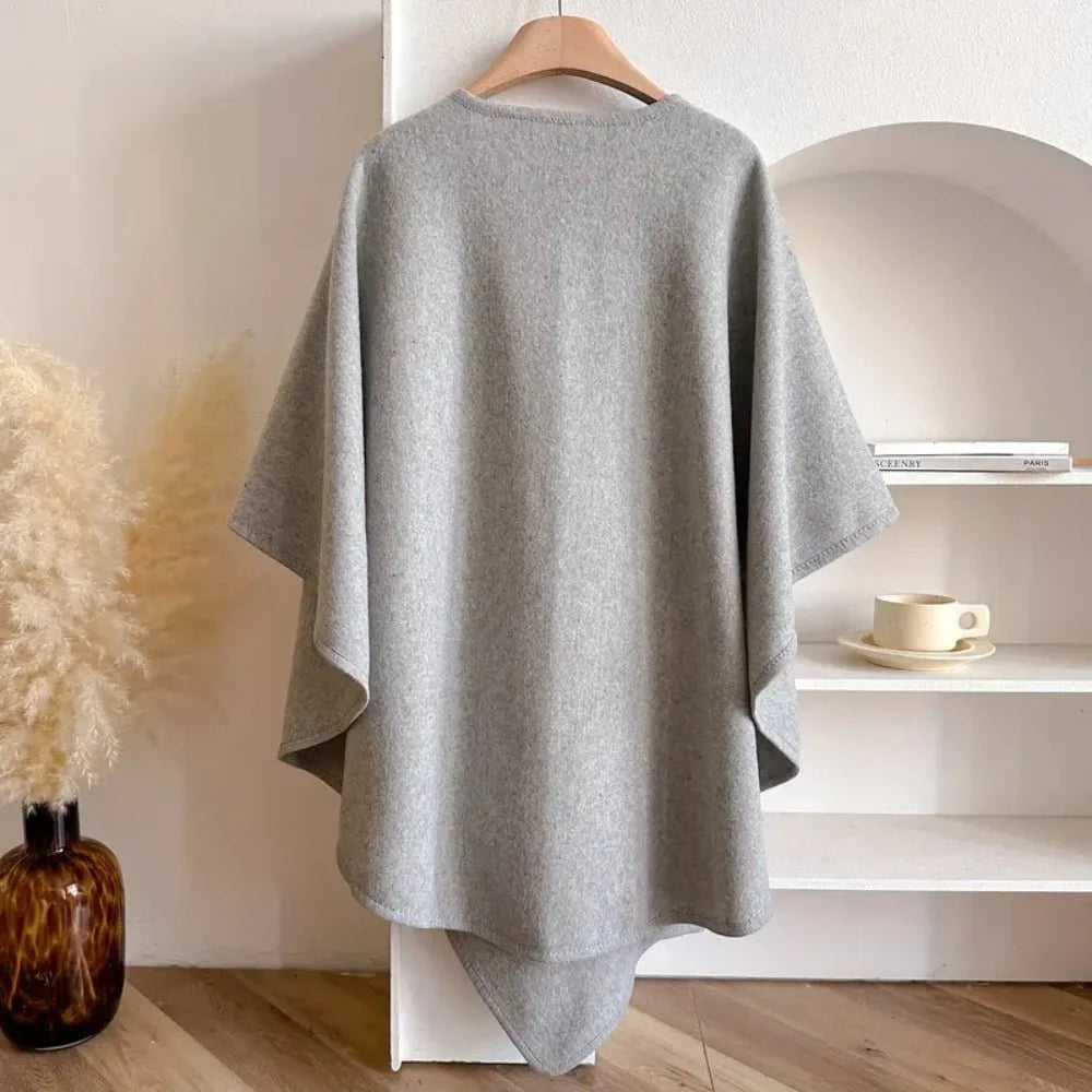 Poncho Wrap Lightweight Polyester Wool Blend Versatile Wear