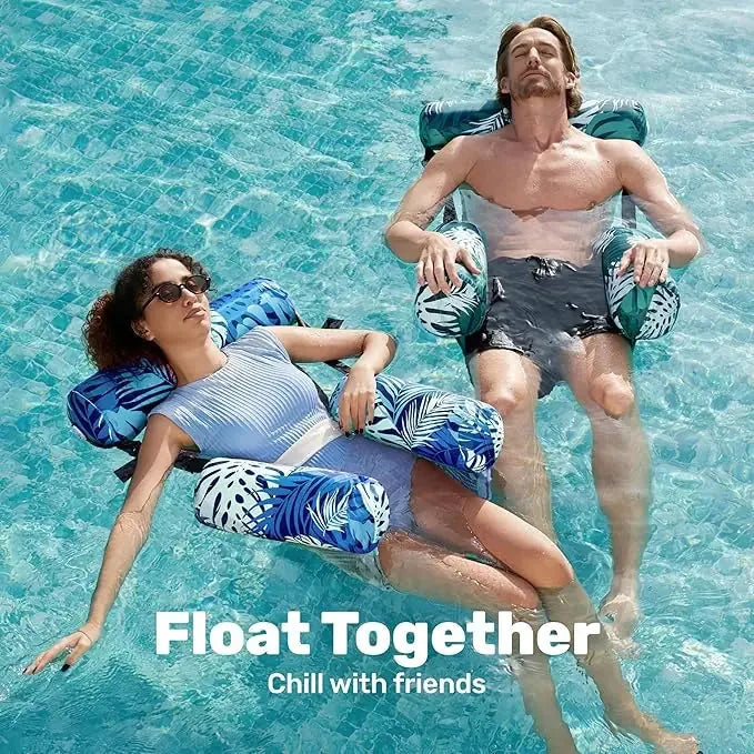 Pool Floating Lounge Chair Adjustable Backrest & Armrests