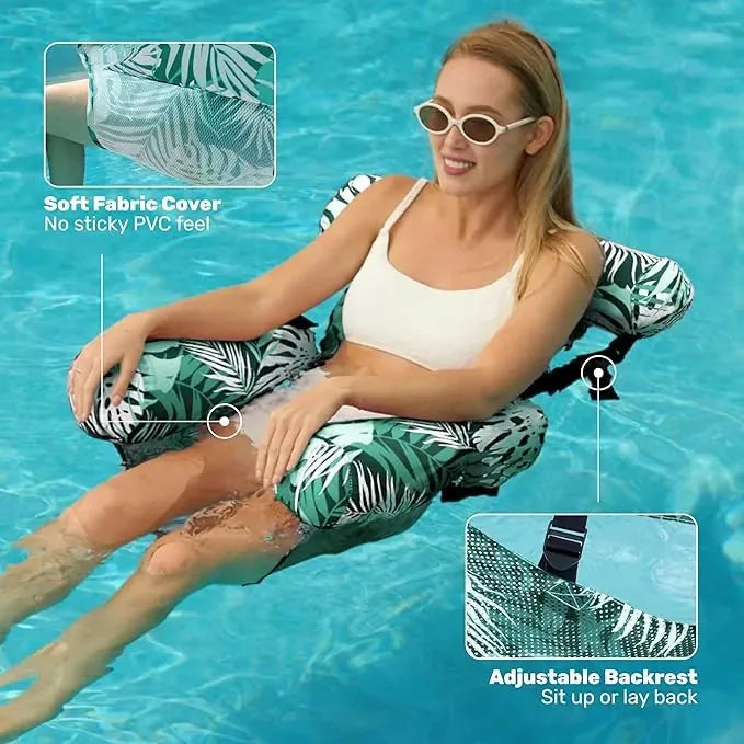 Pool Floating Lounge Chair Adjustable Backrest & Armrests