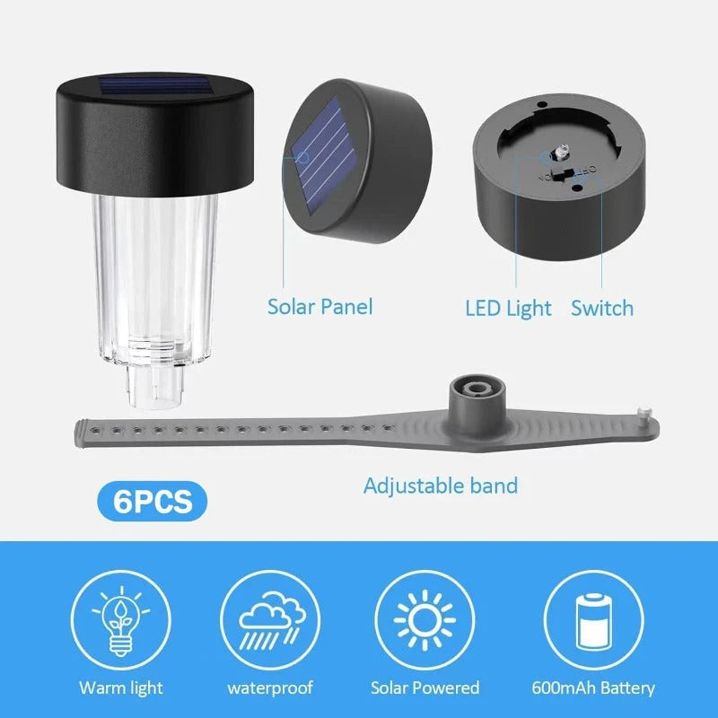 Pool Rail Lights Solar-Powered Snap-On Automatic
