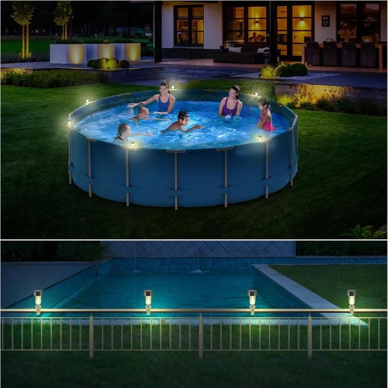 Pool Rail Lights Solar-Powered Snap-On Automatic