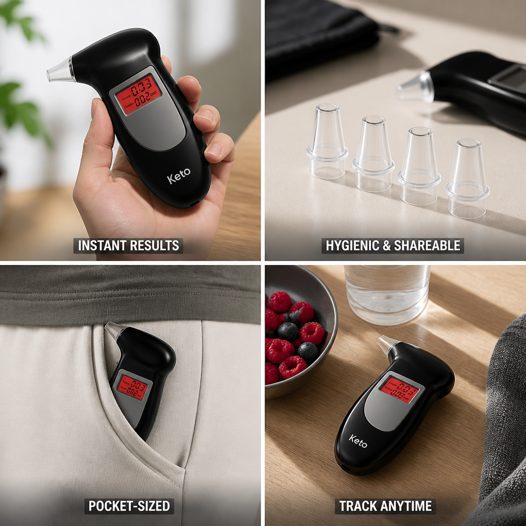 Portable & Accurate Ketone Breath Analyzer (10-Second Readings)