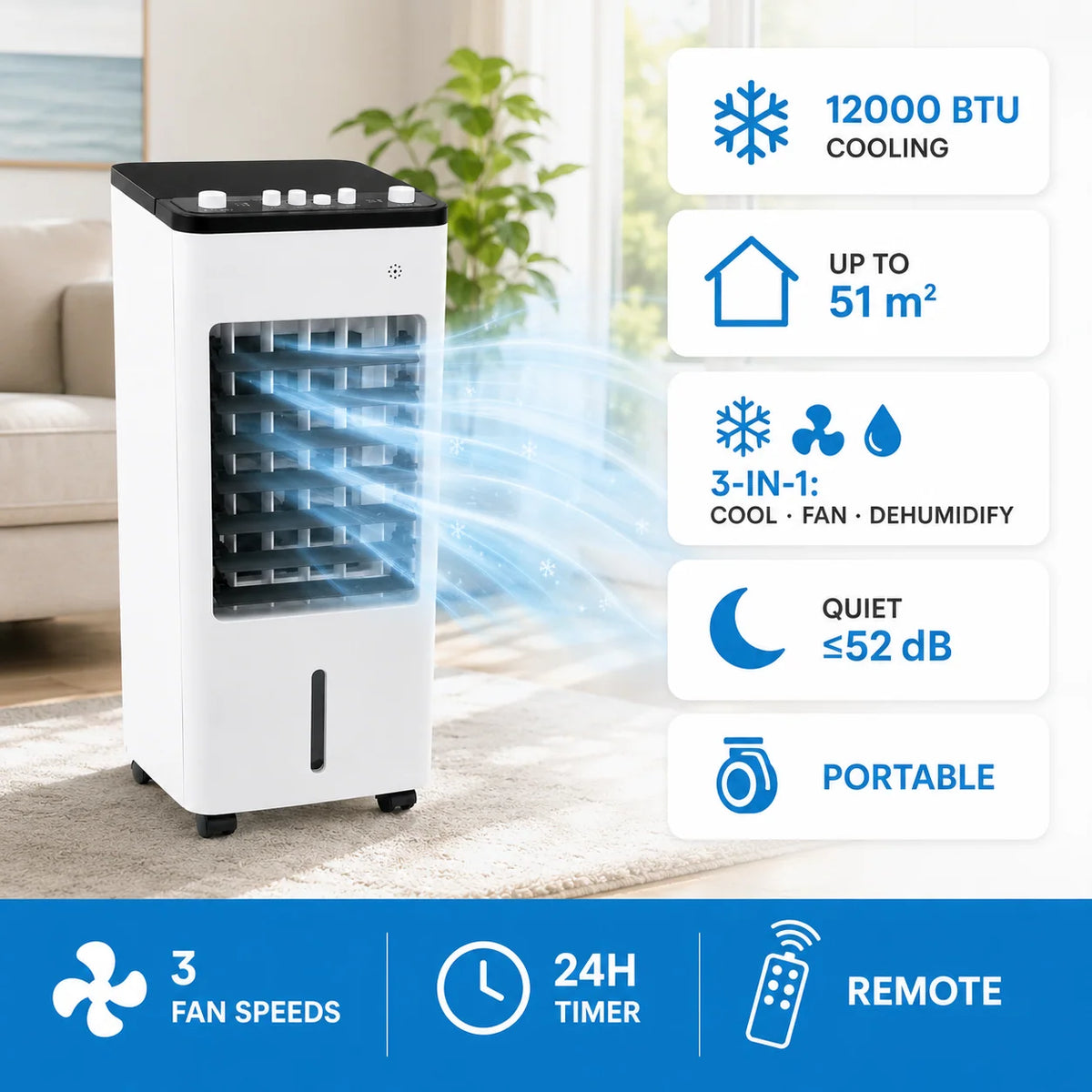 Portable Air Cooler Evaporative Cooling Fan & Humidifier
