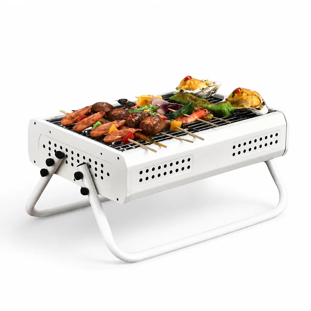 Portable Charcoal Grill Fold-Out Stand Ventilated Metal