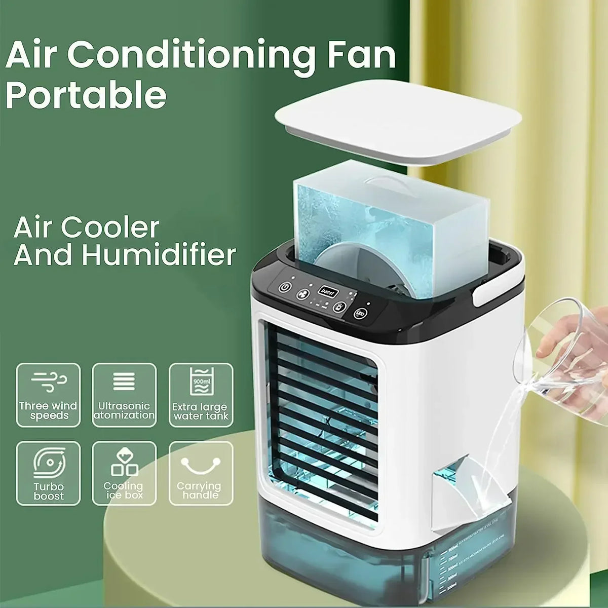 Portable Evaporative Cooler Ultrasonic Mist USB Powered Quiet