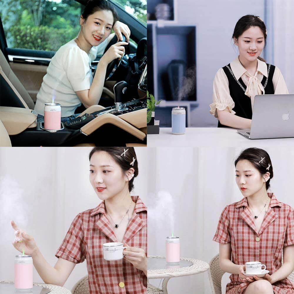 Portable Humidifier USB-Powered Flame-Effect Night Light Automatic Shutoff