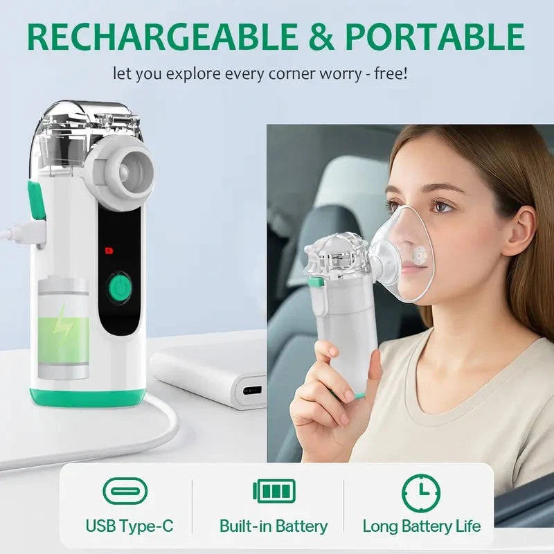 Portable Nebulizer Ultrafine Mist USB Rechargeable & Whisper-Quiet