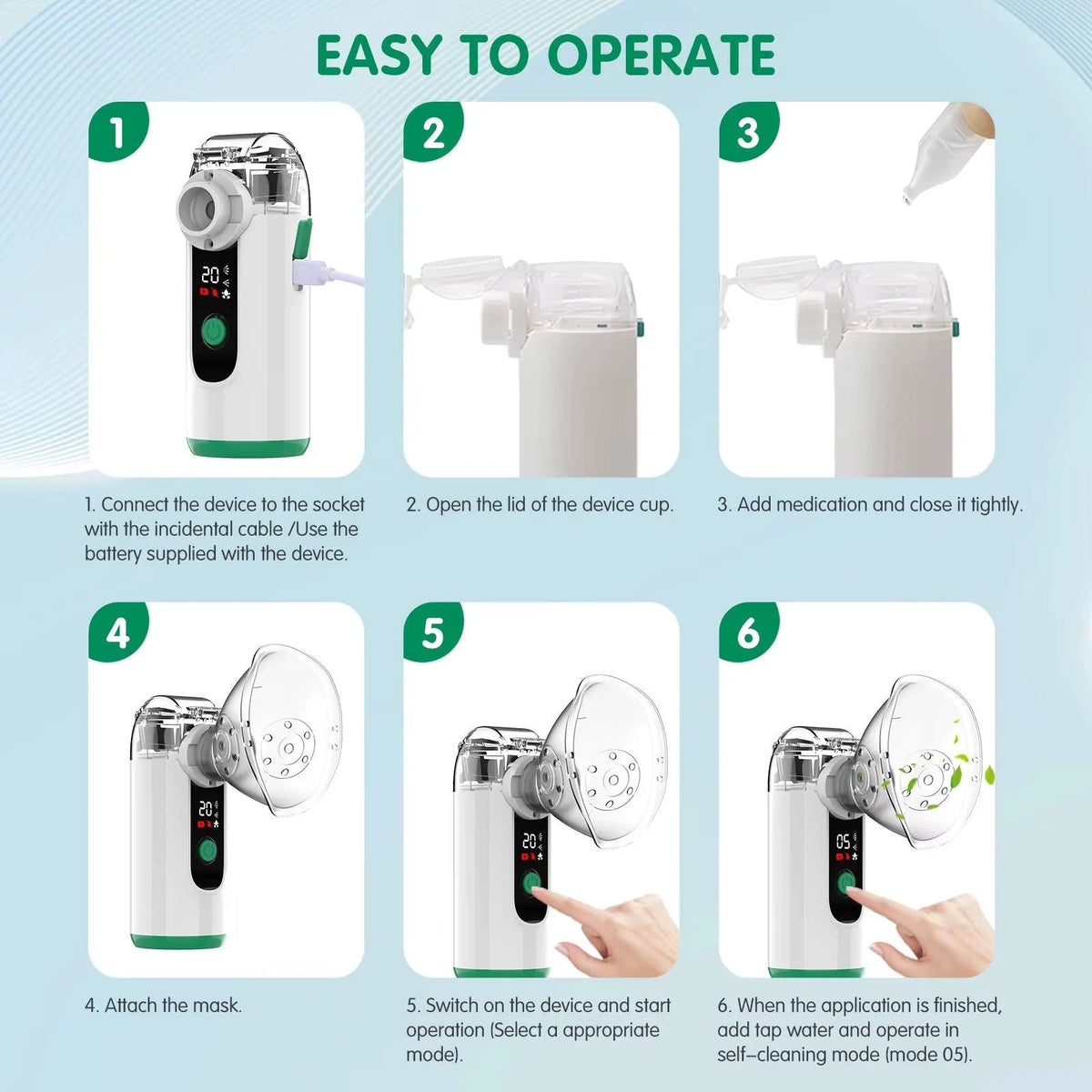 Portable Nebulizer Ultrafine Mist USB Rechargeable & Whisper-Quiet