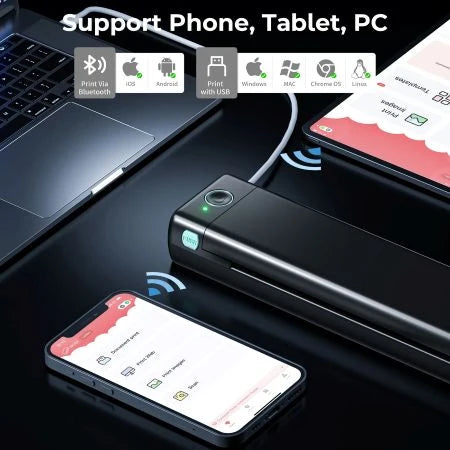 Portable Thermal Printer Wireless Inkless Letter-Size Printing