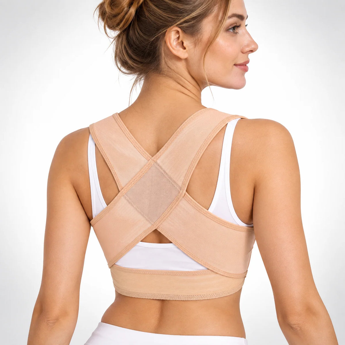 Posture Brace X-Shaped Cross-Back Adjustable Hook-and-Eye Closure