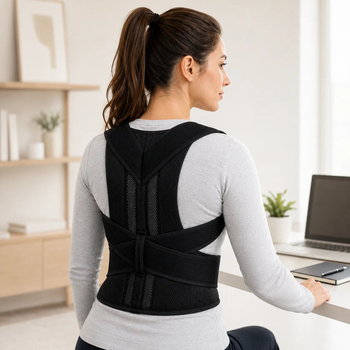 Posture Corrector Brace Adjustable Breathable Mesh 3-Zone Support