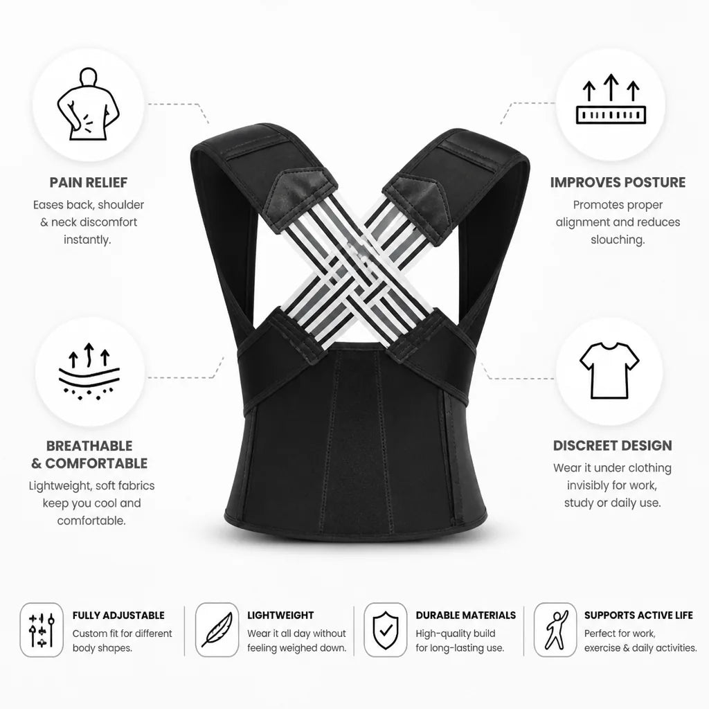 Posture Corrector Cross-Back Adjustable & Breathable