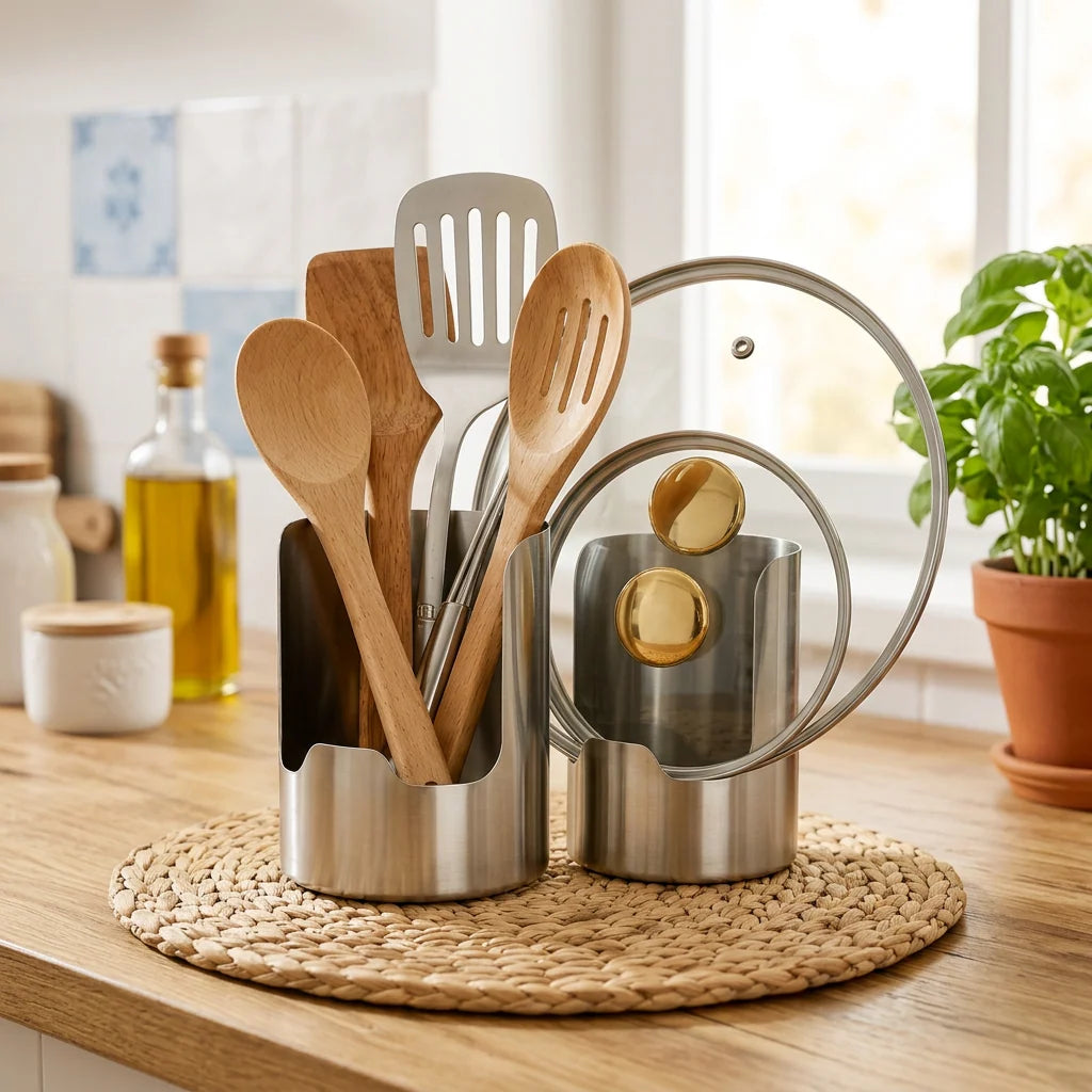 Pot Lid Organizer Adjustable Dividers Vertical Storage