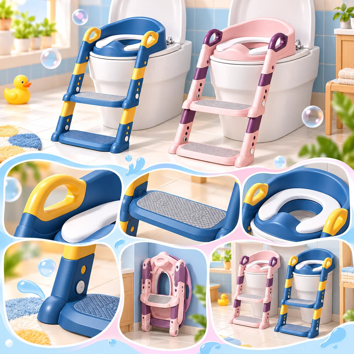 Potty Training Seat Ladder Foldable Compact Stable Support