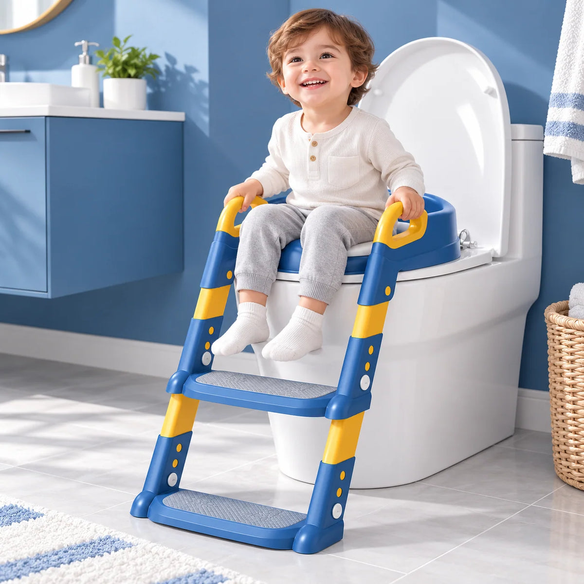 Potty Training Seat Ladder Foldable Compact Stable Support