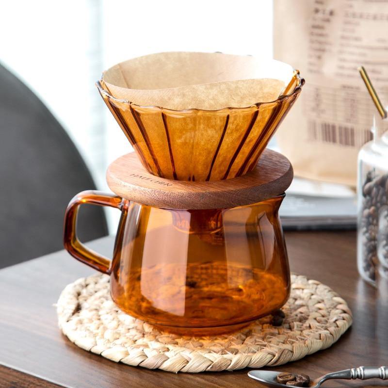 Pour-Over Coffee Maker Borosilicate Heat-Resistant Glass Carafe