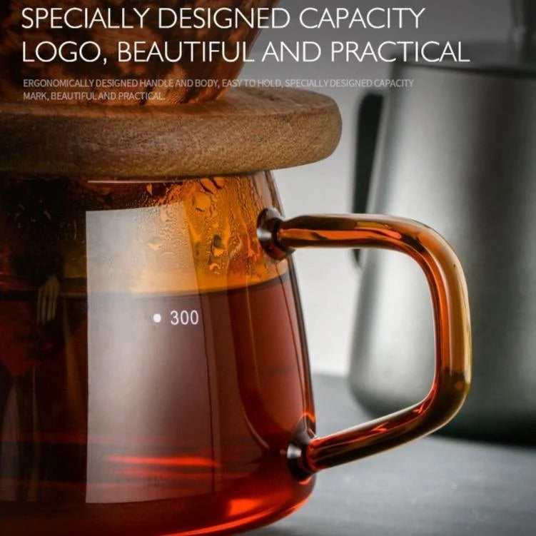 Pour-Over Coffee Maker Borosilicate Heat-Resistant Glass Carafe