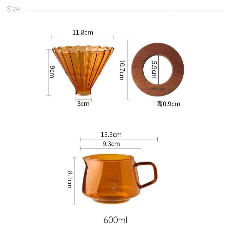 Pour-Over Coffee Maker Borosilicate Heat-Resistant Glass Carafe