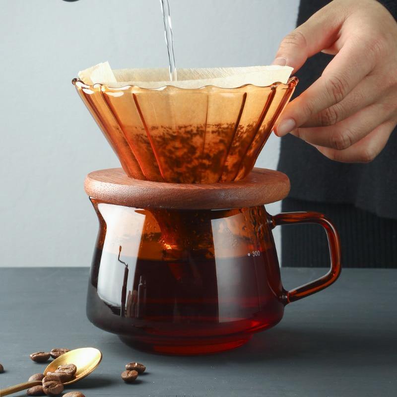 Pour-Over Coffee Maker Borosilicate Heat-Resistant Glass Carafe