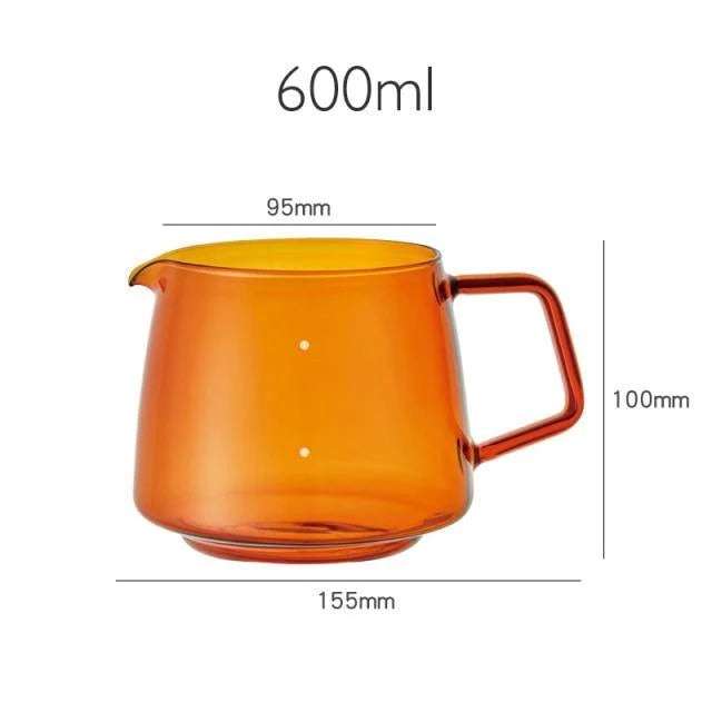 Pour-Over Coffee Maker Borosilicate Heat-Resistant Glass Carafe